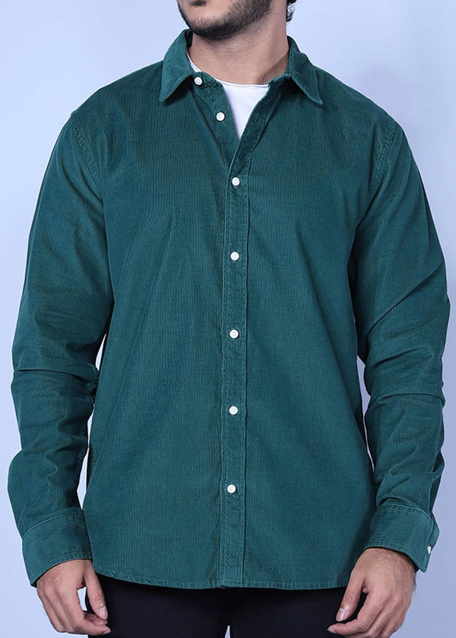 beijing i corduroy shirt green color headcropped