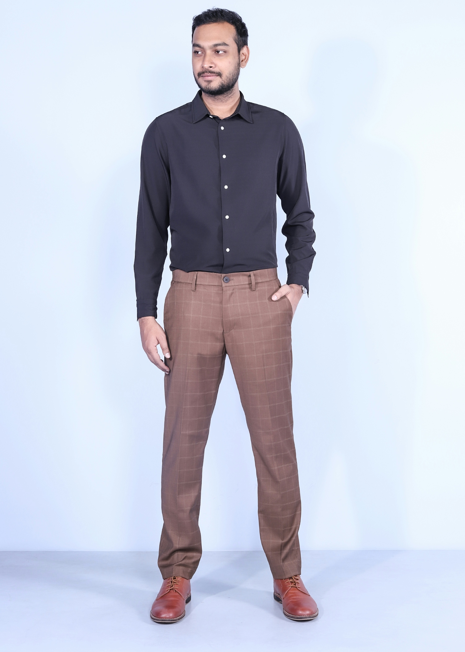 lisbon ii fromal pant brown color full front view