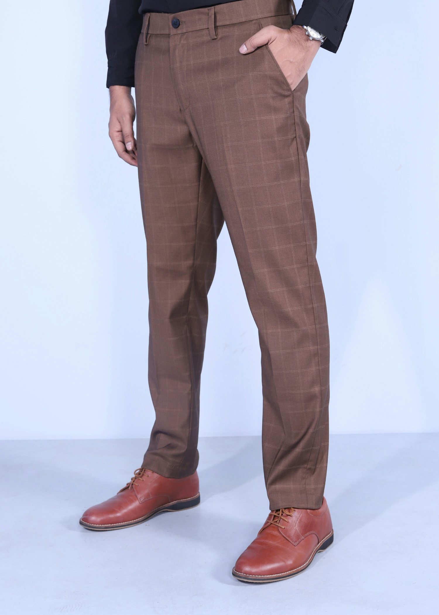 lisbon ii fromal pant brown color half side view