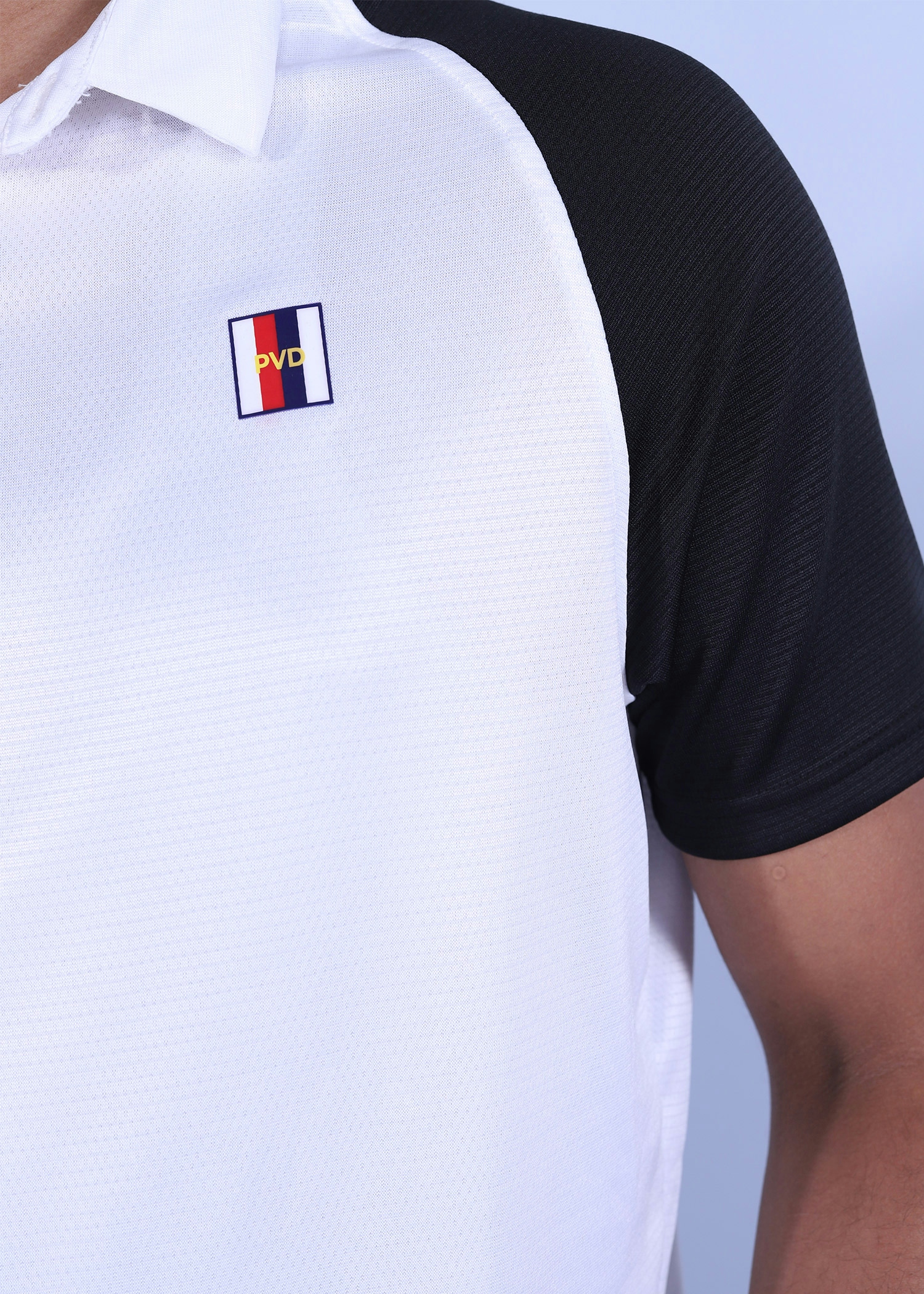 holfman polo white black color close front view
