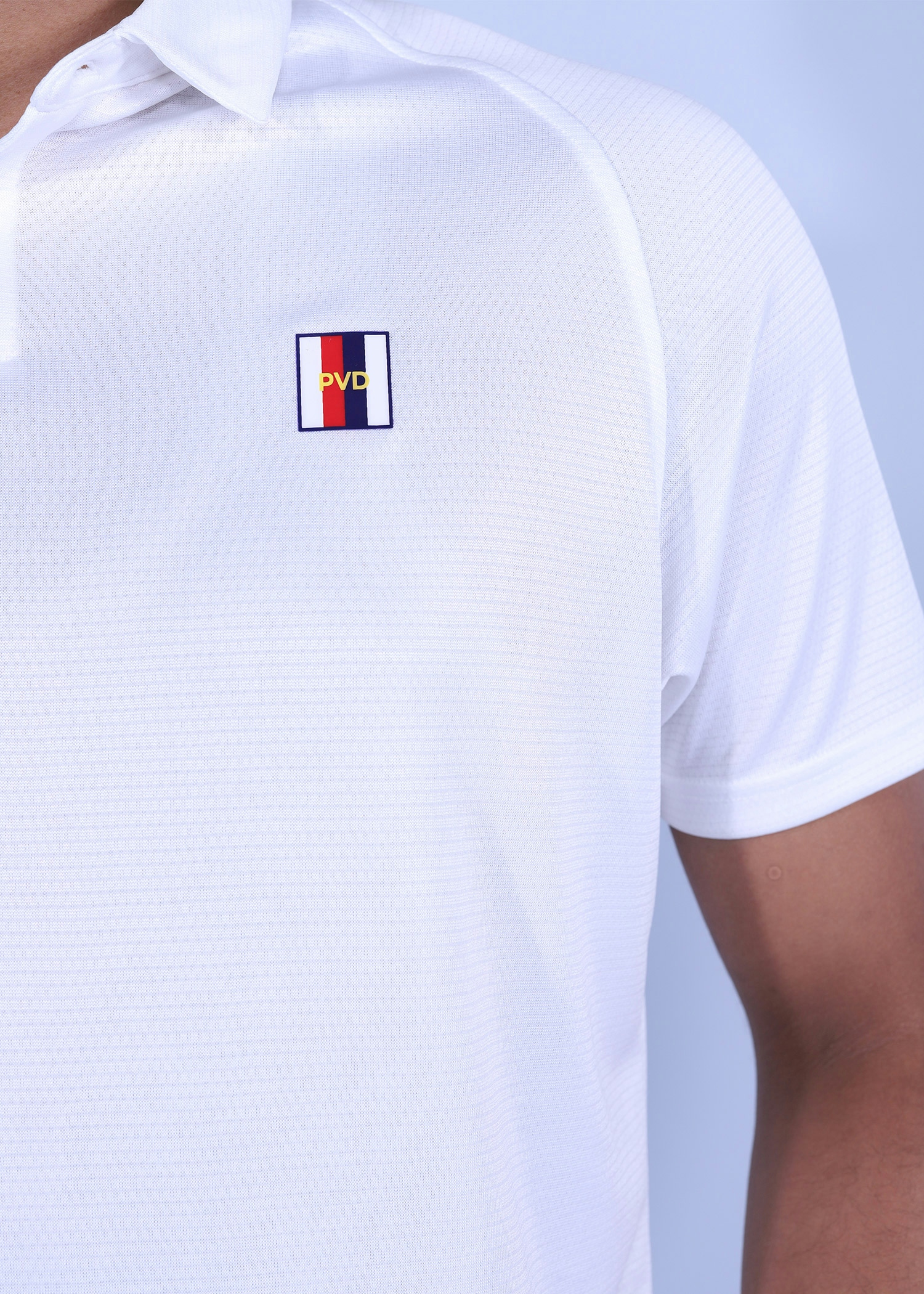 holfman polo white color close front view