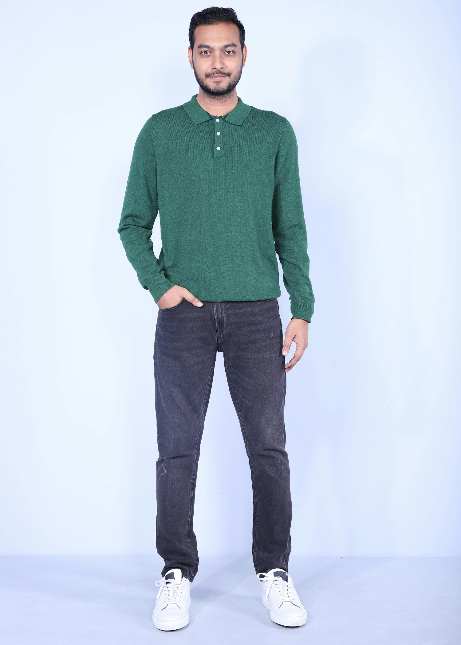 athens sweater green color full front view