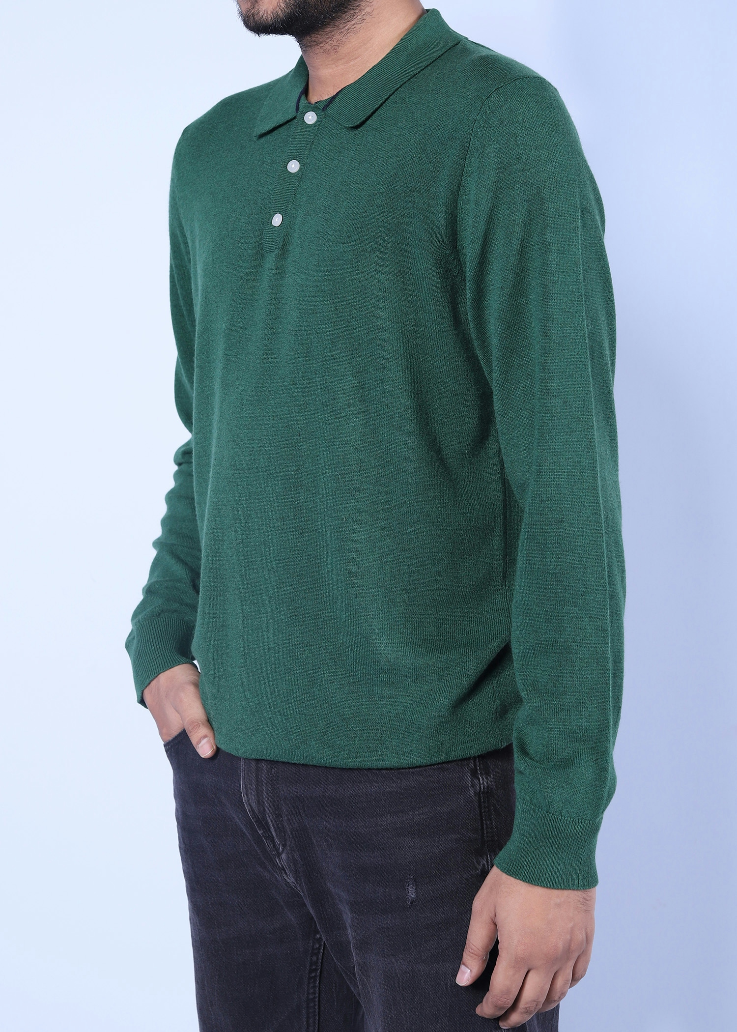 athens sweater green color half side view