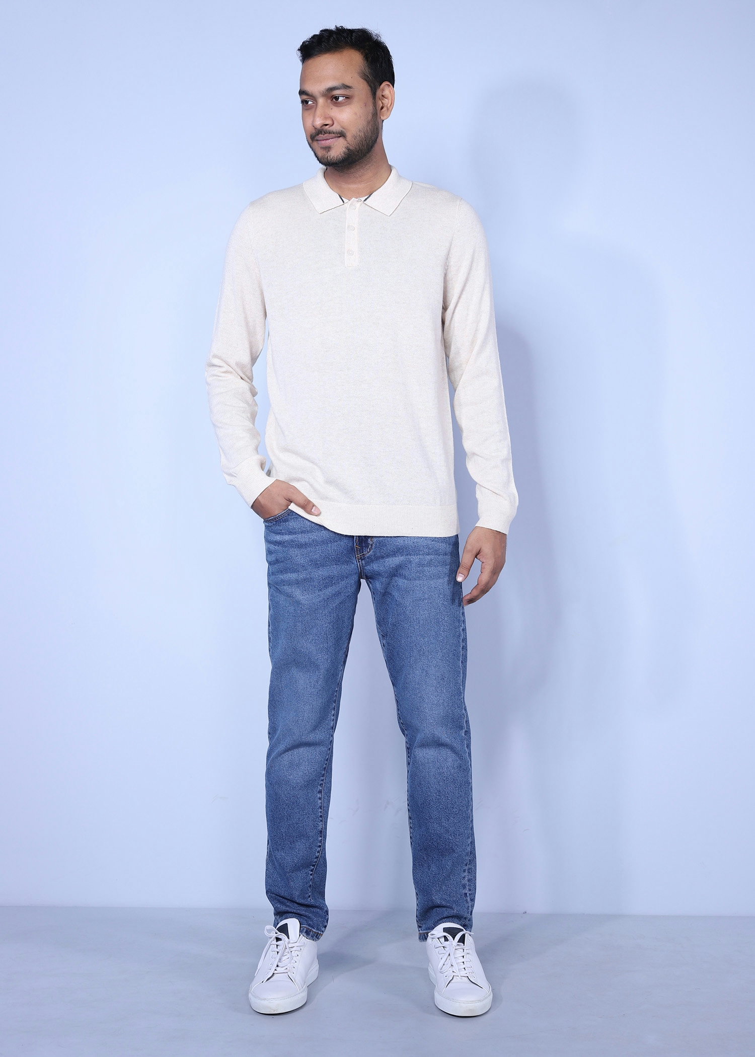 athens sweater ivory color full front view
