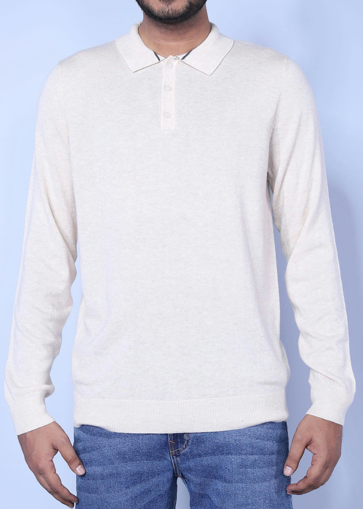 athens sweater ivory color half front view