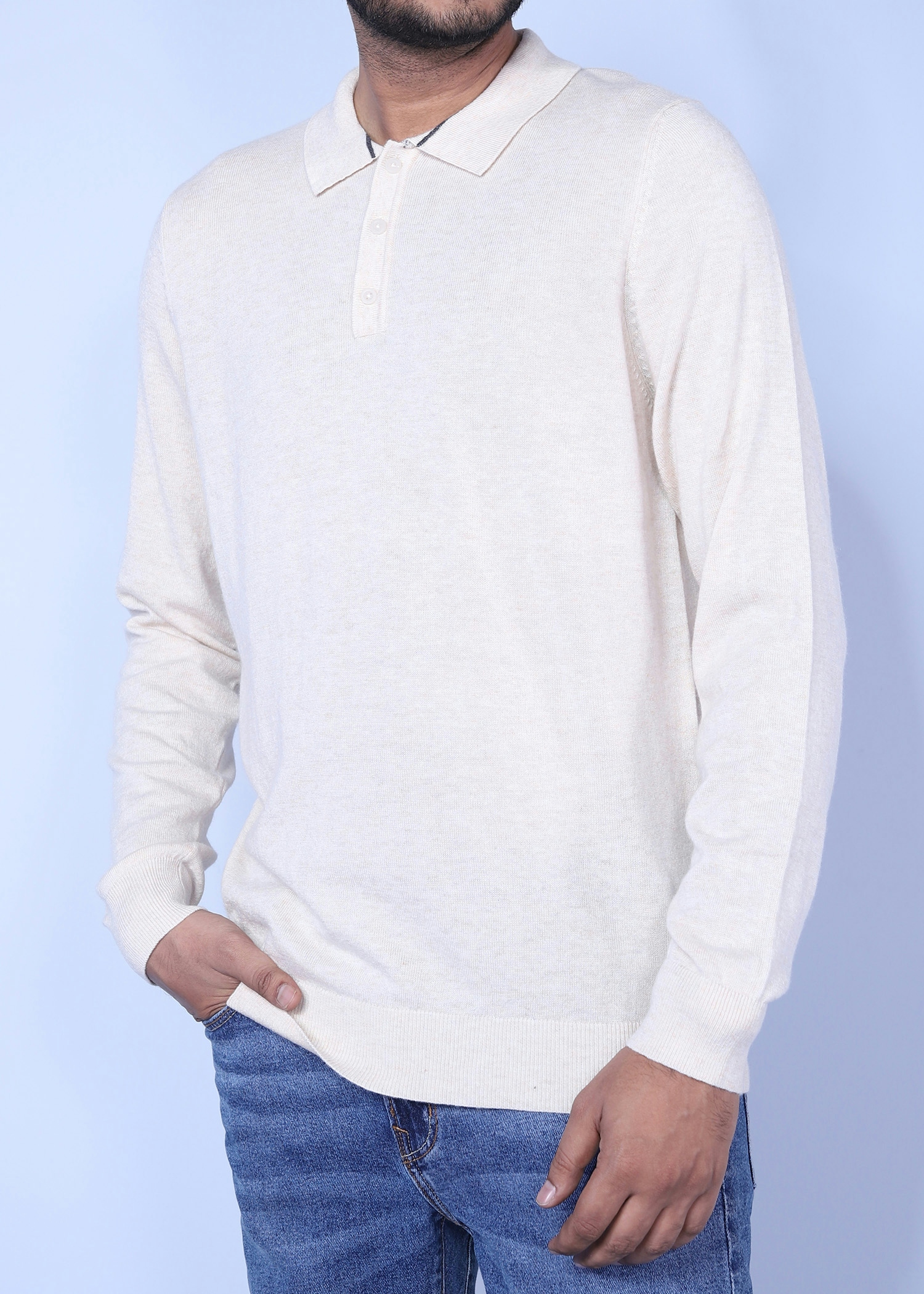 athens sweater ivory color half side view