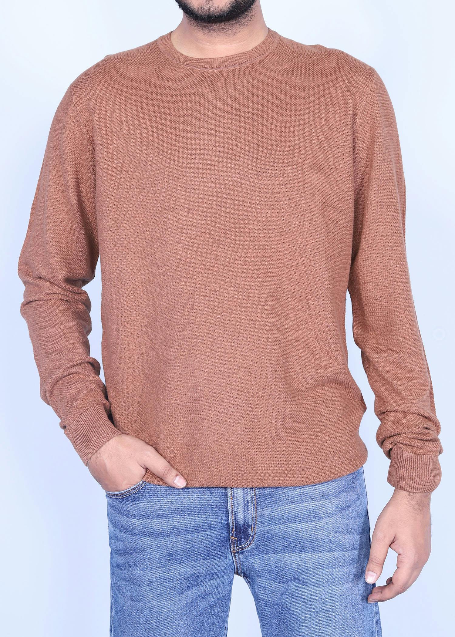 bougie bird sweater tobaco color half front view