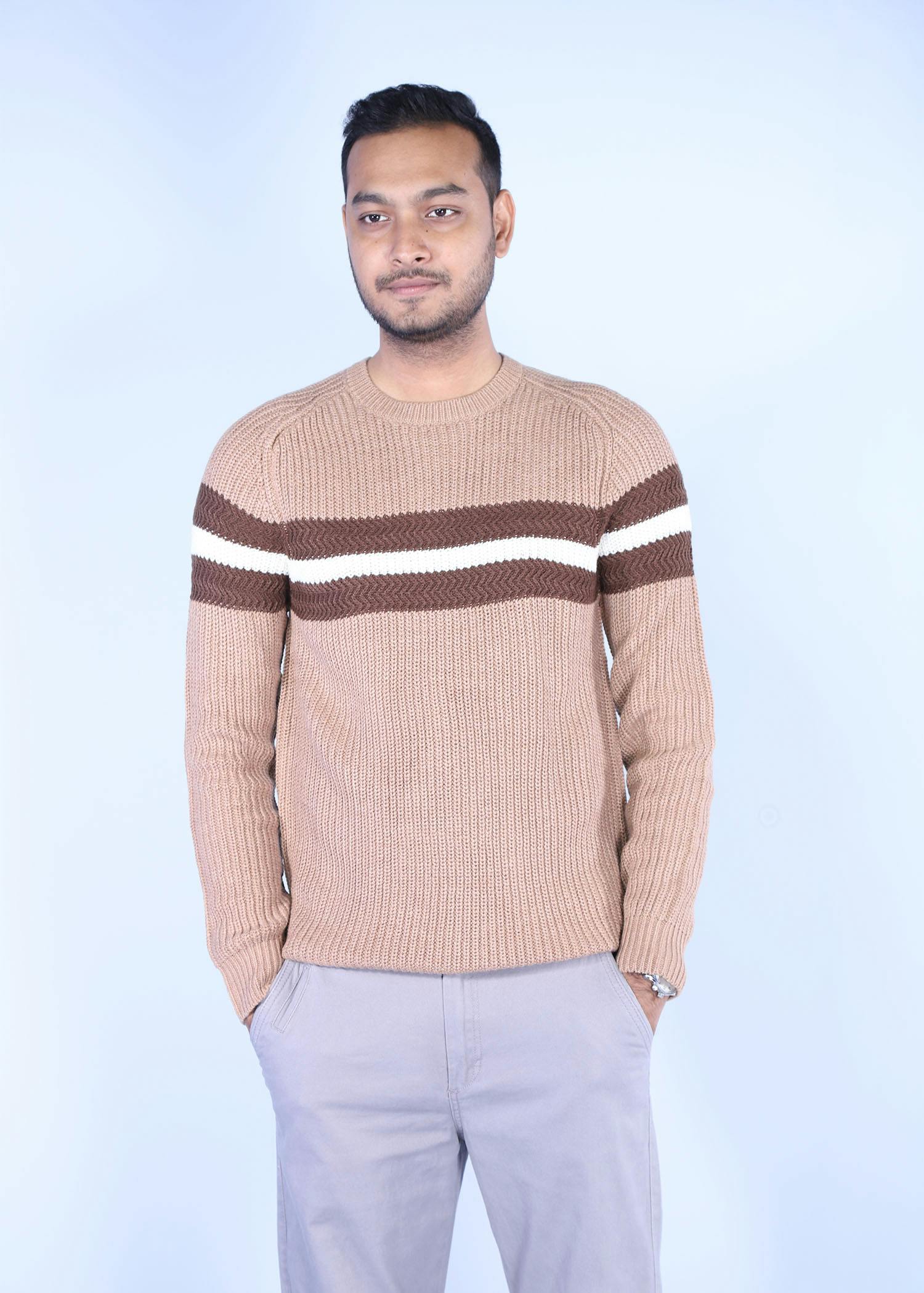 hillstar i sweater camel color half front view