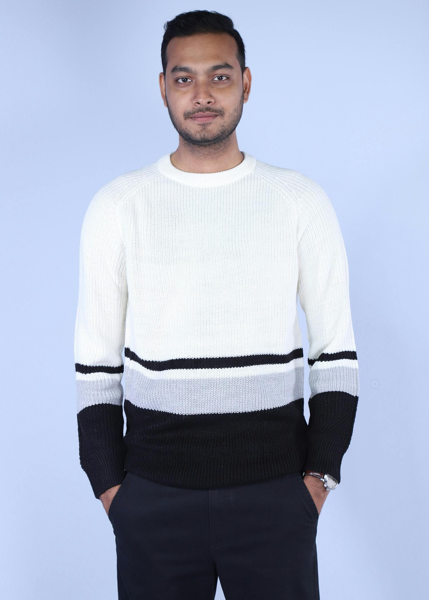 hillstar ii sweater white color half front view