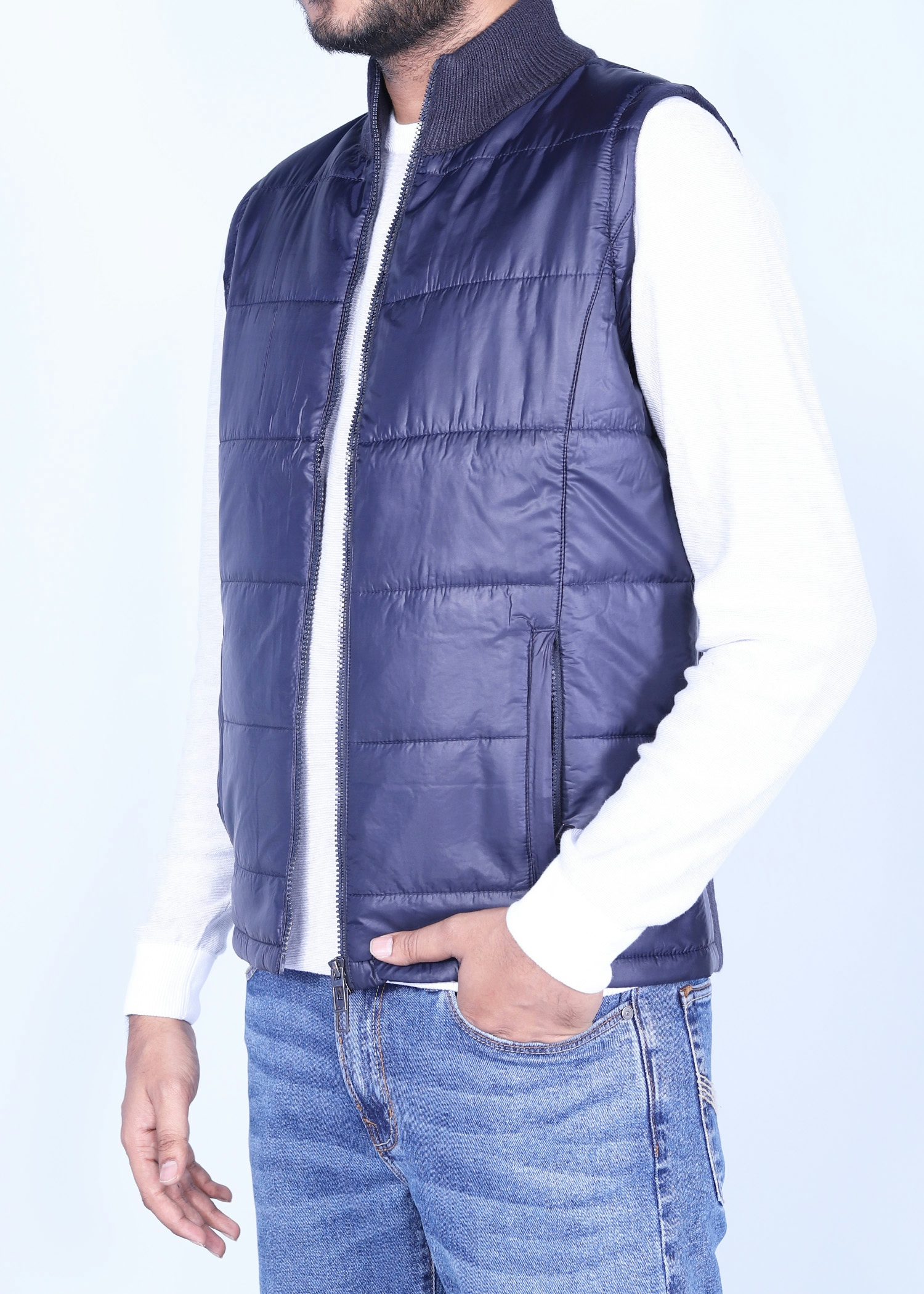 frogmouth vest navy color half side view