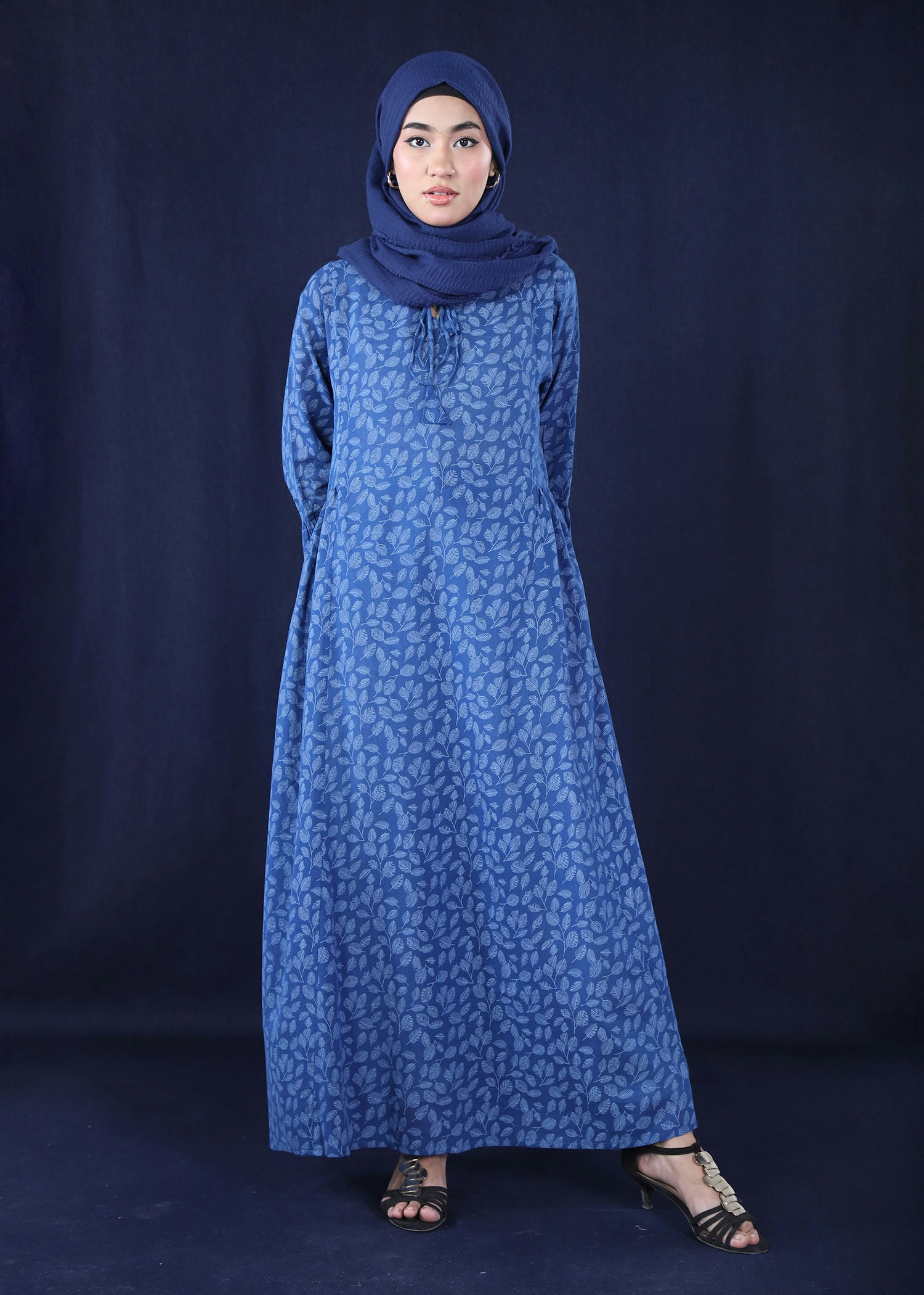 toona ladies long dress navy color full front view